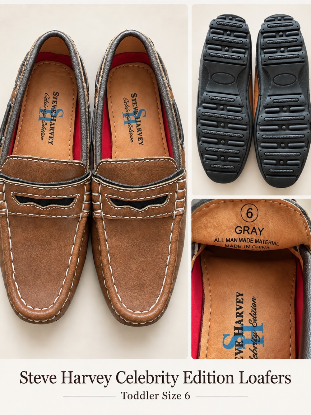 Steve Harvey Penny LoafersCelebrity Addition Kids' Brown Leather Dress Loafers 6